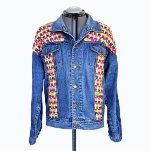 Upcycled Bespoke Pride rainbow Denim Jacket